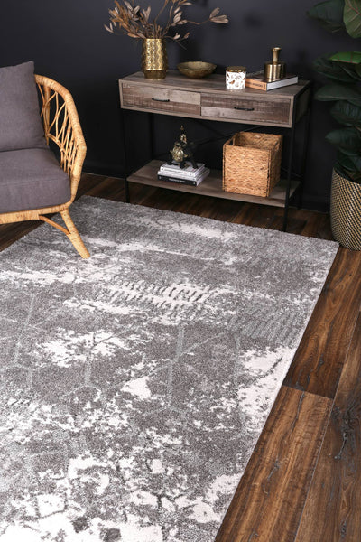 Yuzil Grey Abstract Rug 280x380cm