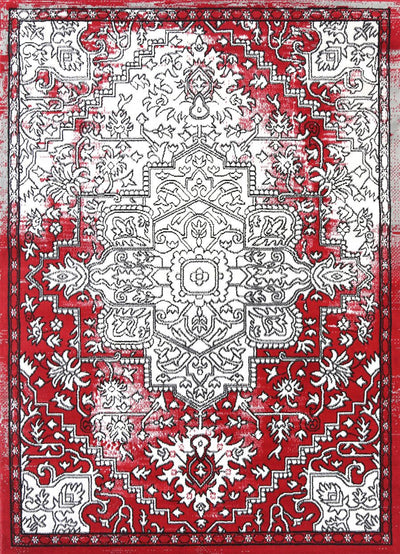 Allure Distressed Vintage Grey Red Rug 200x290 cm