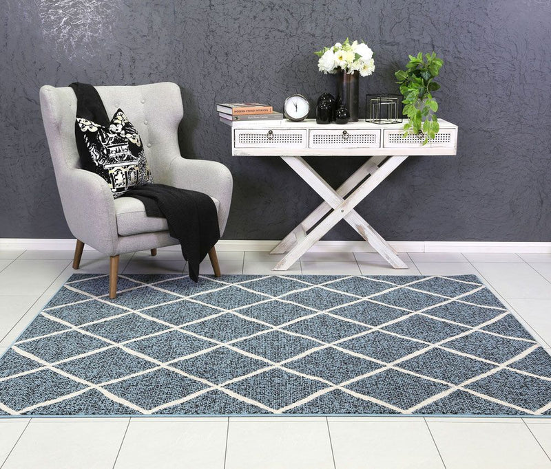 Allure Cross Diamond Blue Cream Rug 240x330 cm