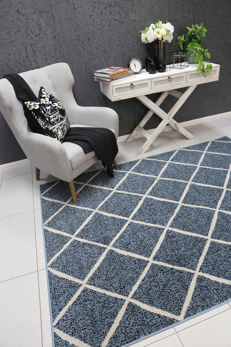 Allure Cross Diamond Blue Cream Rug 240x330 cm