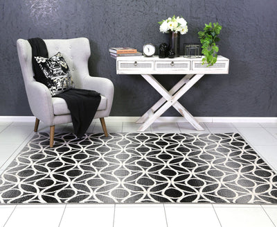 Allure Modern Geometric Grey Rug 80x300 cm