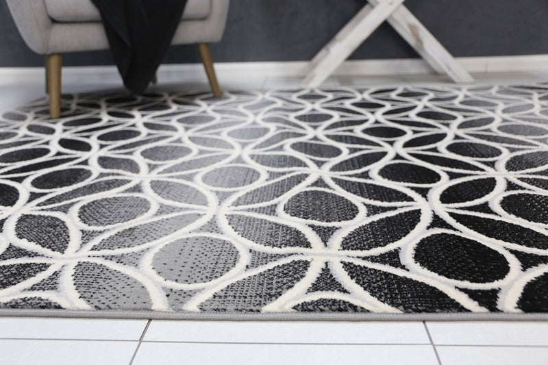 Allure Modern Geometric Grey Rug 80x300 cm