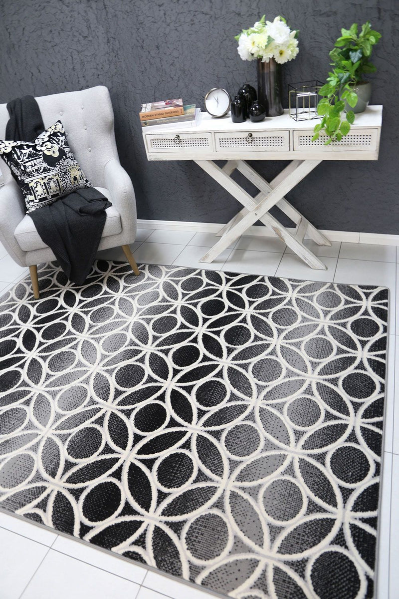 Allure Modern Geometric Grey Rug 80x300 cm