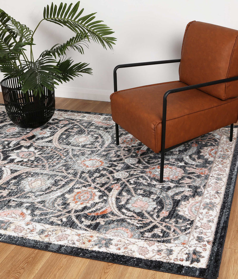 Anatolia Traditional Charcoal Cream  Rug 160x230cm