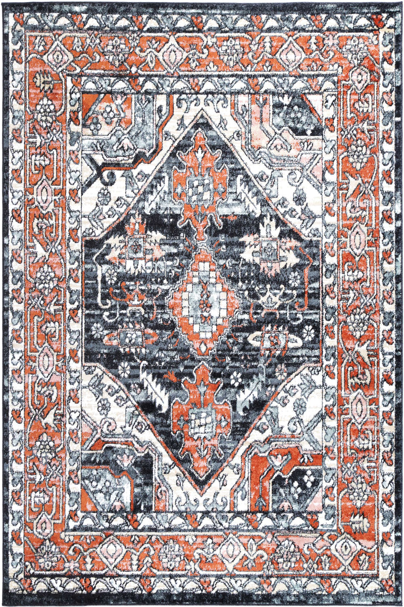 Anatolia Traditional Terracotta Black Rug 200x290cm