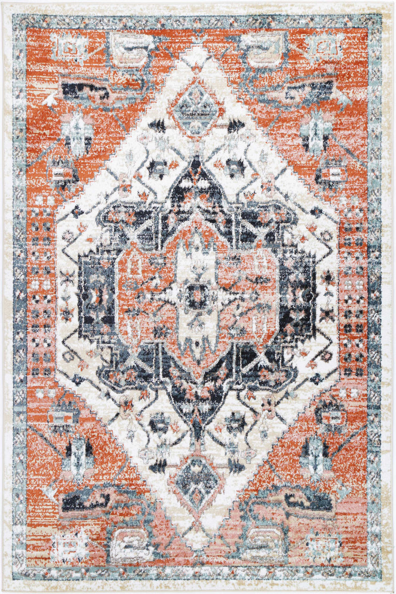 Anatolia Traditional Terracotta White Rug 200x290cm