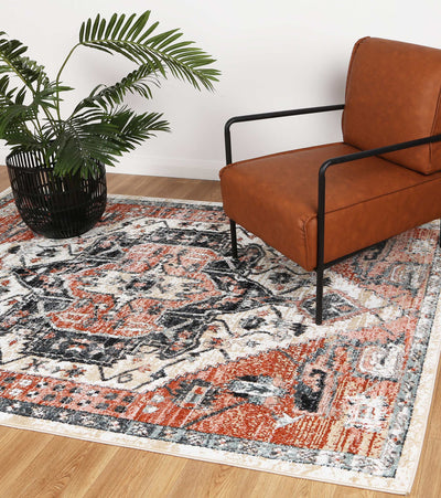 Anatolia Traditional Terracotta White Rug 200x290cm