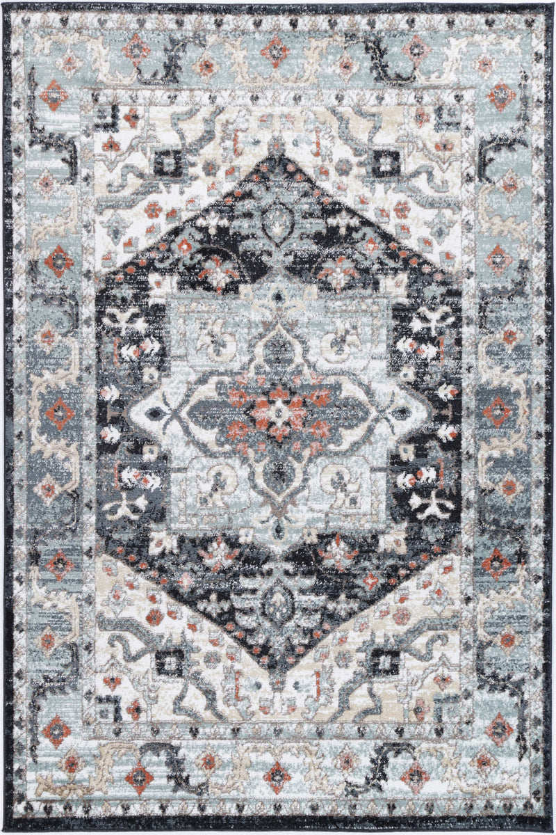 Anatolia Traditional Blue Charcoal Rug 200x290cm