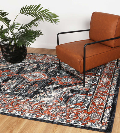 Anatolia Traditional Terracotta Black Rug 240x330cm