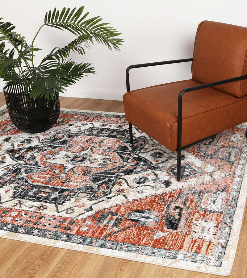 Anatolia Traditional Terracotta White Rug 240x330cm