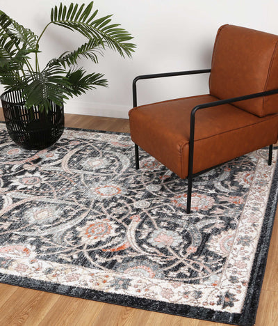 Anatolia Traditional Charcoal Cream  Rug 280x380cm