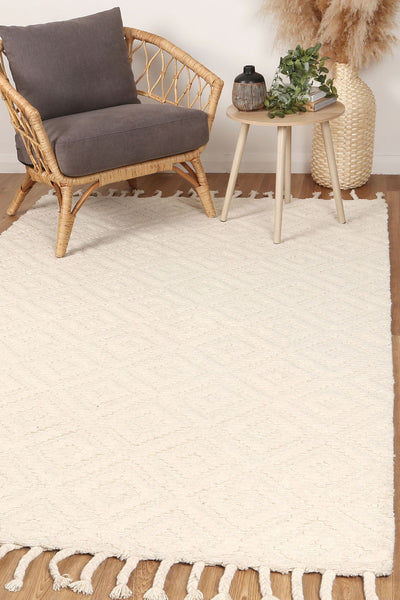 Leilani Plush Diamond Cream Rug 160x230cm