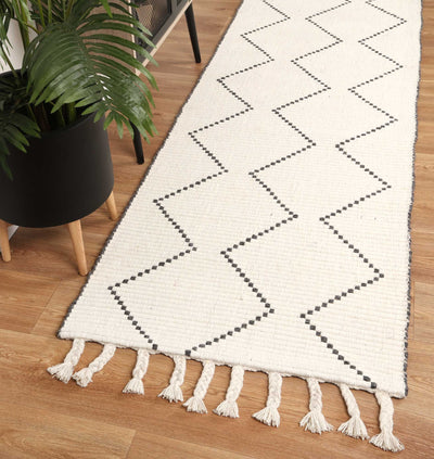 Leilani Diamond Tassel Cream Rug 80x300cm