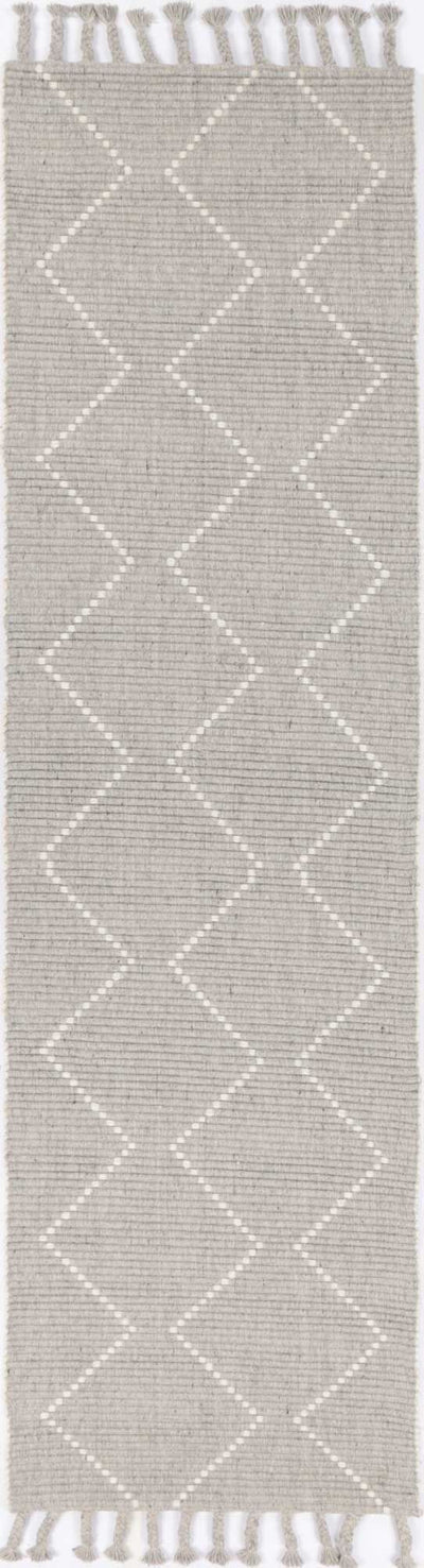 Leilani Diamond Tassel Grey Rug 80x300cm