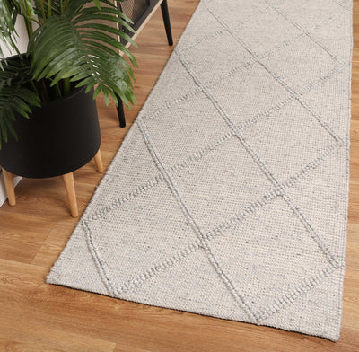 Leilani Diamond Braided Grey Rug 80x300cm