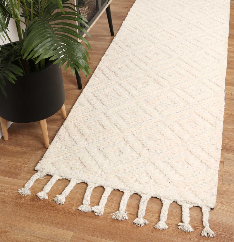 Leilani Plush Diamond Cream Rug 80x300cm