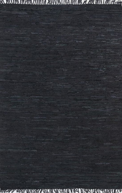 Metro Black Modern Leather Rug 150x220cm