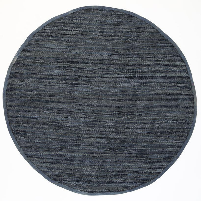 Metro Grey Modern Leather Rug 160x160cm Round