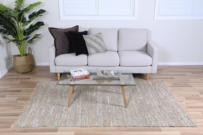 Metro Beige Modern Leather Rug 190x280cm