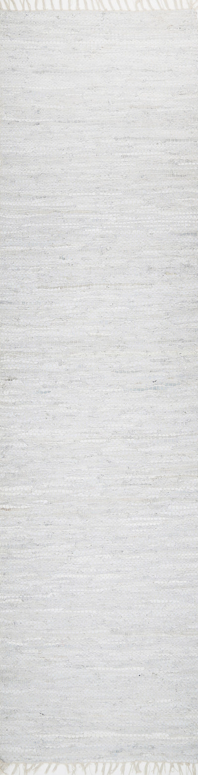 Metro White Modern Leather Rug 190x280cm