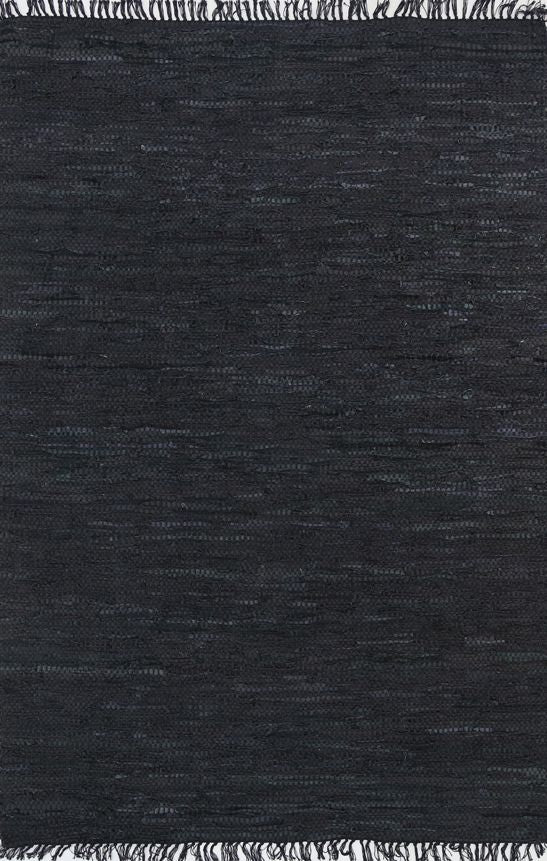 Metro Black Modern Leather Rug 200x200cm Round