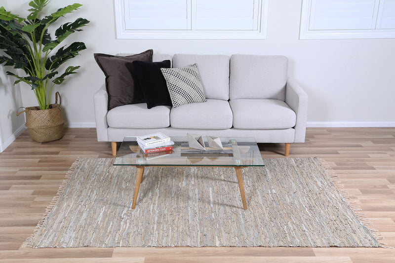 Metro Beige Modern Leather Rug 230x320cm