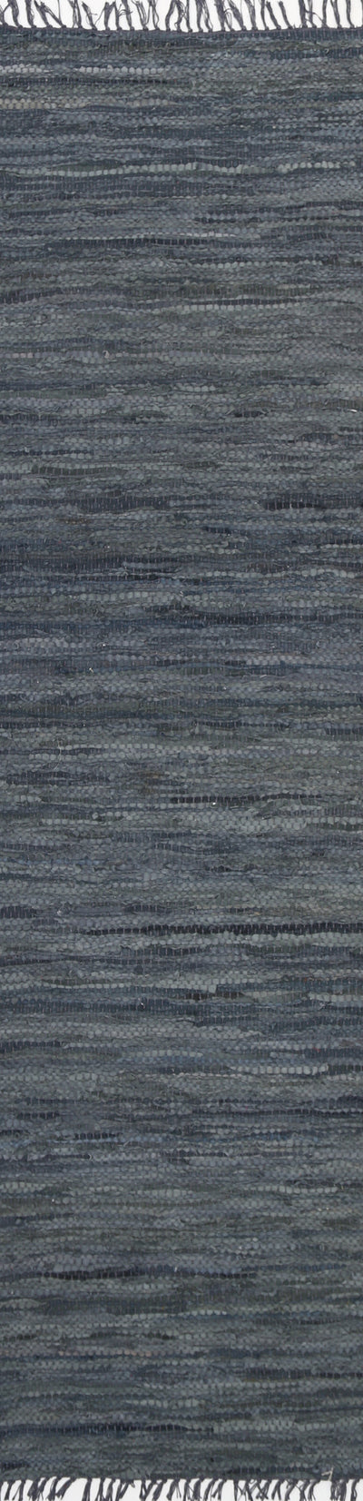 Metro Grey Modern Leather Rug 80x400cm