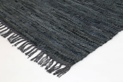 Metro Grey Modern Leather Rug 80x400cm