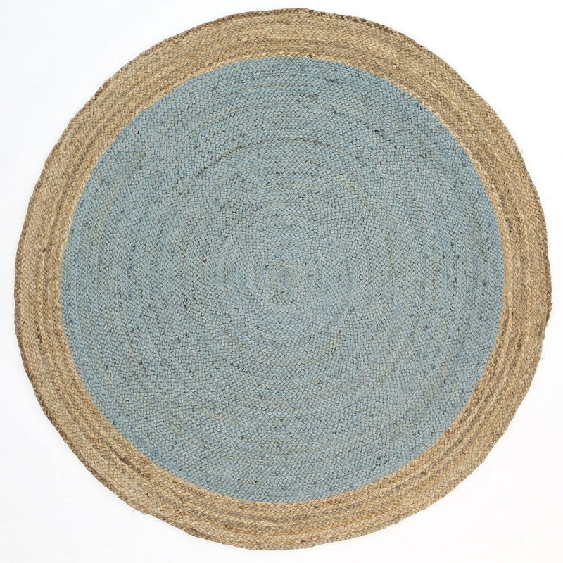 Hampton Blue Centre Jute Rug 150x150cm Round