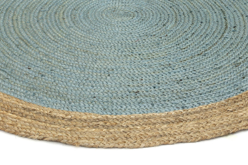 Hampton Blue Centre Jute Rug 150x150cm Round