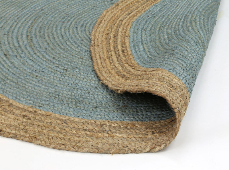 Hampton Blue Centre Jute Rug 150x150cm Round