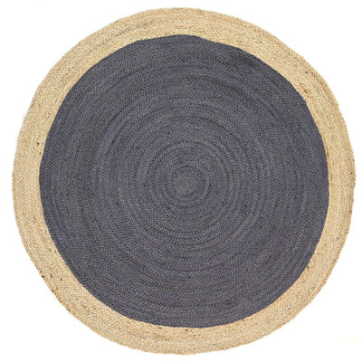 Hampton Grey Centre Jute Rug 150x150cm Round