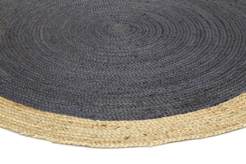 Hampton Grey Centre Jute Rug 150x150cm Round