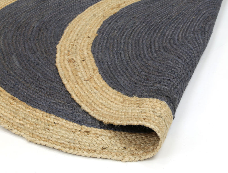 Hampton Grey Centre Jute Rug 150x150cm Round