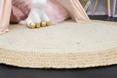 Hampton Light Pink Centre Jute Rug 150x150cm Round