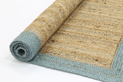 Hampton Blue Border Jute Rug 150x220cm