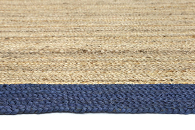 Hampton Navy Blue Border Jute Rug 150x220cm