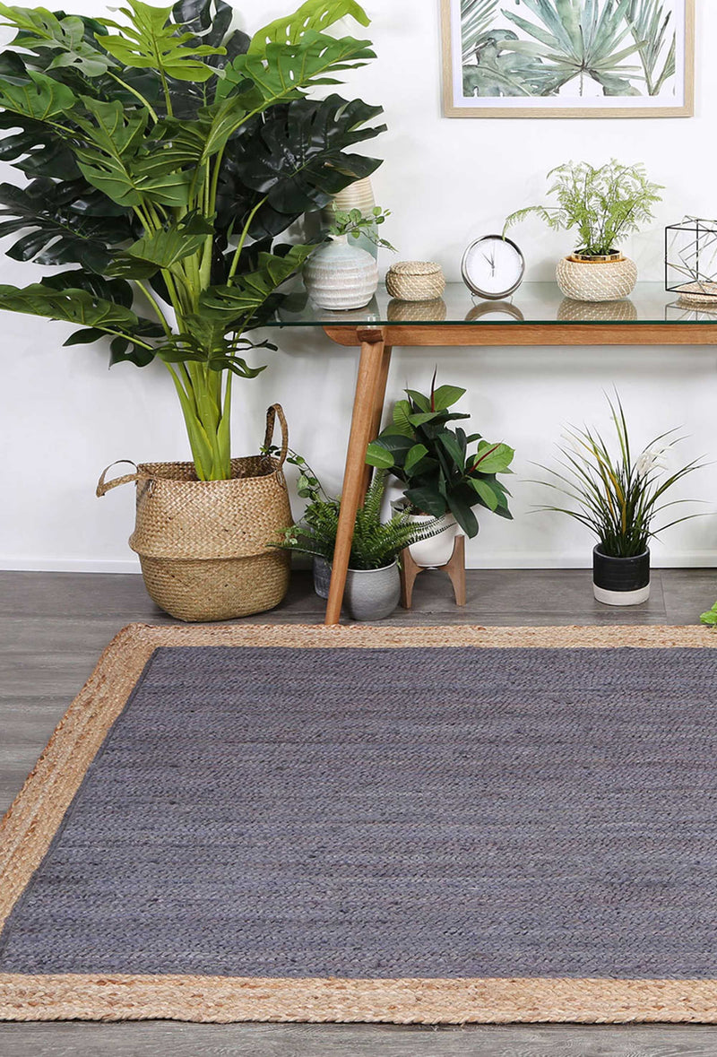 Hampton Grey Centre Jute Rug 150x220cm