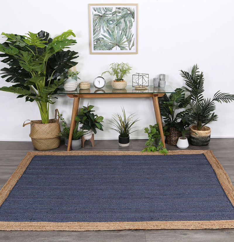 Hampton Navy Blue Centre Jute Rug 150x220cm