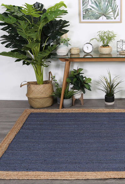 Hampton Navy Blue Centre Jute Rug 150x220cm