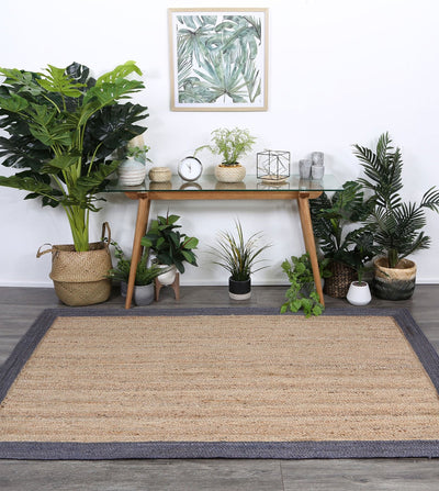 Hampton Grey Border Jute Rug 190x280cm