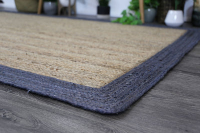 Hampton Grey Border Jute Rug 190x280cm