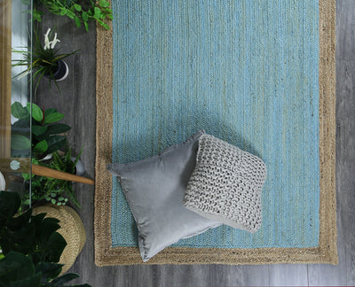 Hampton Blue Centre Jute Rug 190x280cm