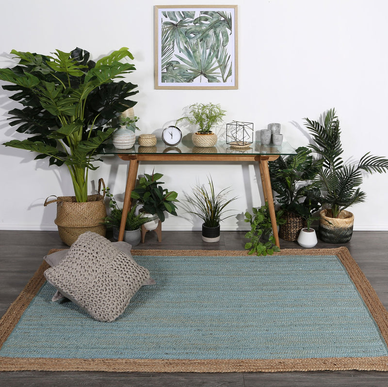 Hampton Blue Centre Jute Rug 190x280cm