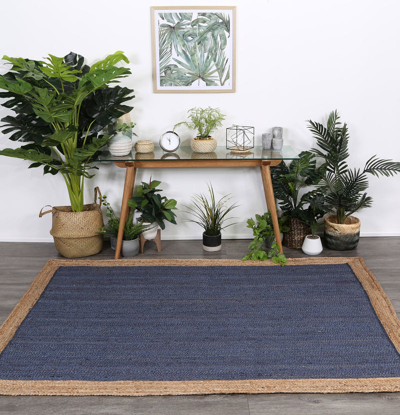 Hampton Navy Blue Centre Jute Rug 190x280cm