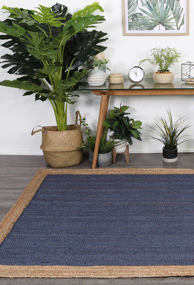 Hampton Navy Blue Centre Jute Rug 190x280cm