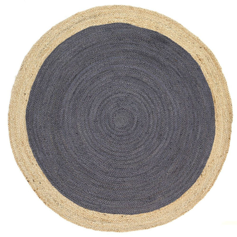 Hampton Grey Centre Jute Rug 240x240cm Round