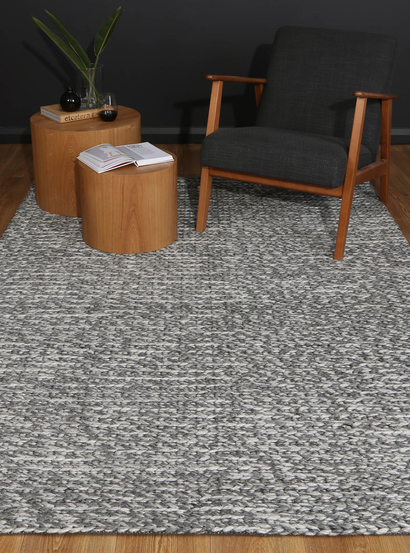 Zayna Cue Charcoal Wool Blend Rug 160x230cm