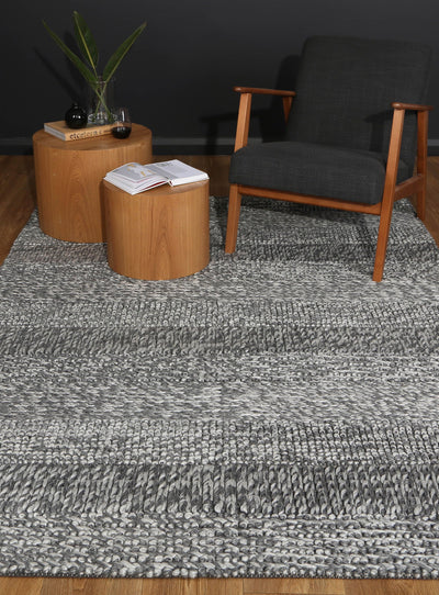 Zayna Grace Charcoal Wool Blend Rug 160x230cm