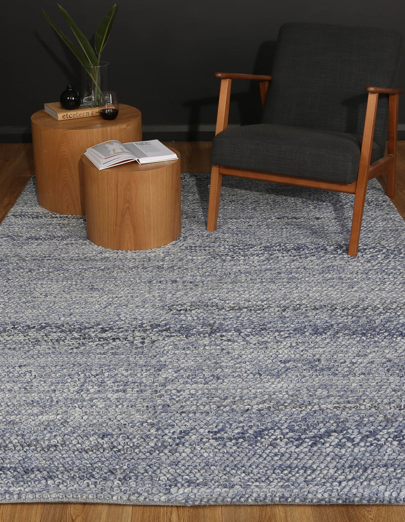 Zayna Loopy Blue Wool Blend Rug 160x230cm